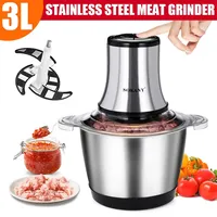 3L 800W Household Small Electric Meat Grinder 2 Speeds Stainless Steel Electric Chopper Automatic Mincing Machine Food Processor