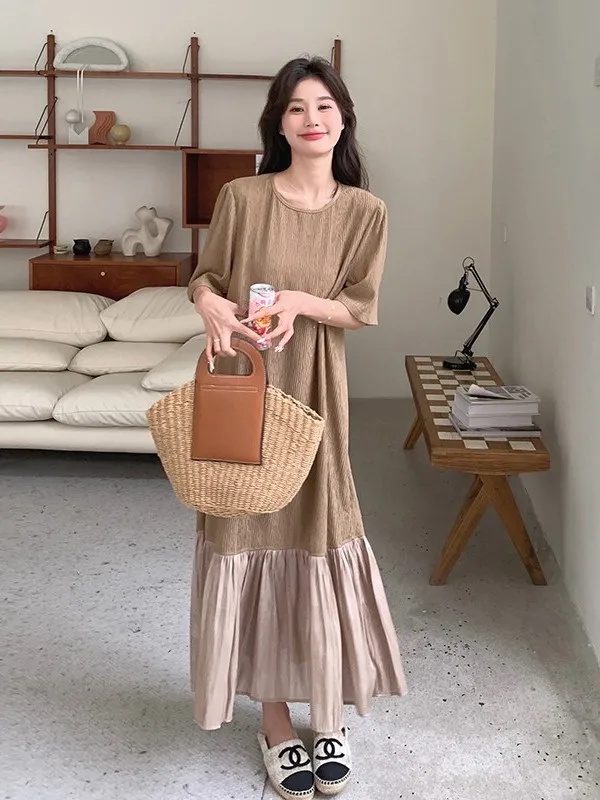 

Женская летняя свободная юбка миди больших размеров в корейском стиле, скрывающая недостатки фигуры, повседневная одежда