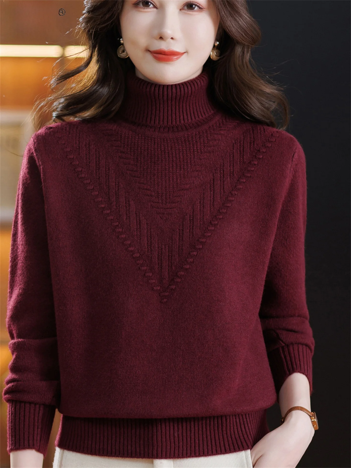 

Faionable High Ne Свитер Свободного покроя Boting irt для женщин среднего возраста и ly Осень-зима Новый теплый сгусток...