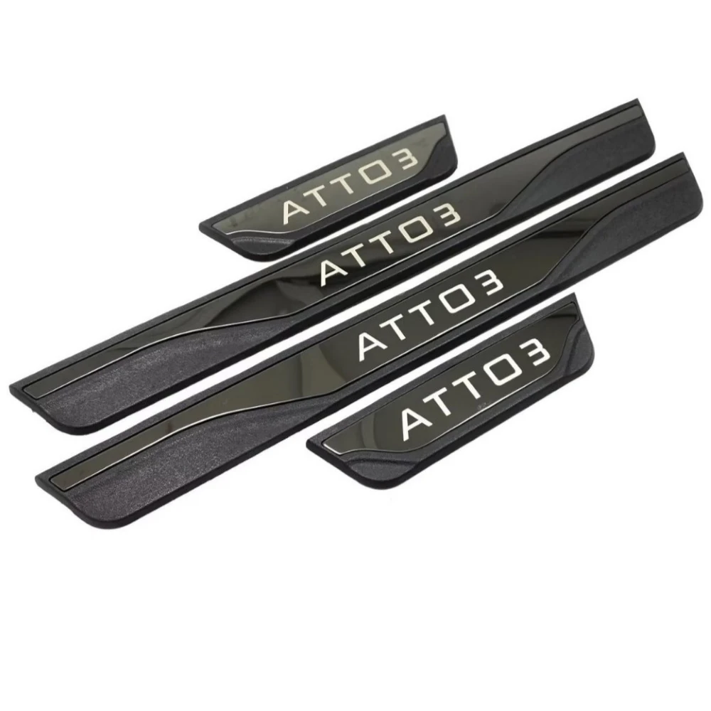 

For BYD ATTO 3 2022 2023 2024 2025 2026 2027 Plastic Stainless Steel Car Door Sills Strips Glossy Black Auto Part 3D Accessories