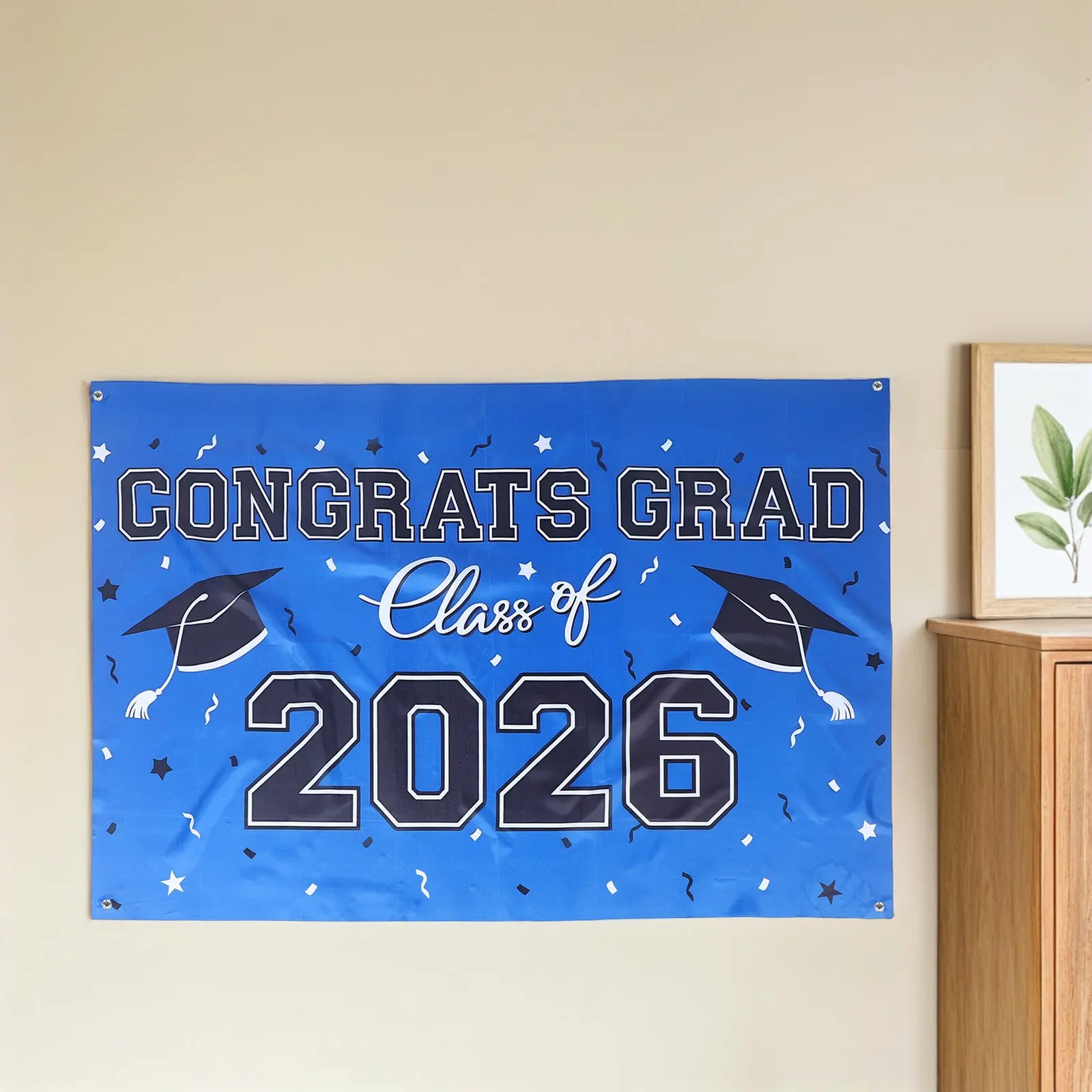 Graduation Party Decorations 2026 Blue Congrats Grad Banner Backdrop Photo Booth Props Senior Grad Party Supplies Kit