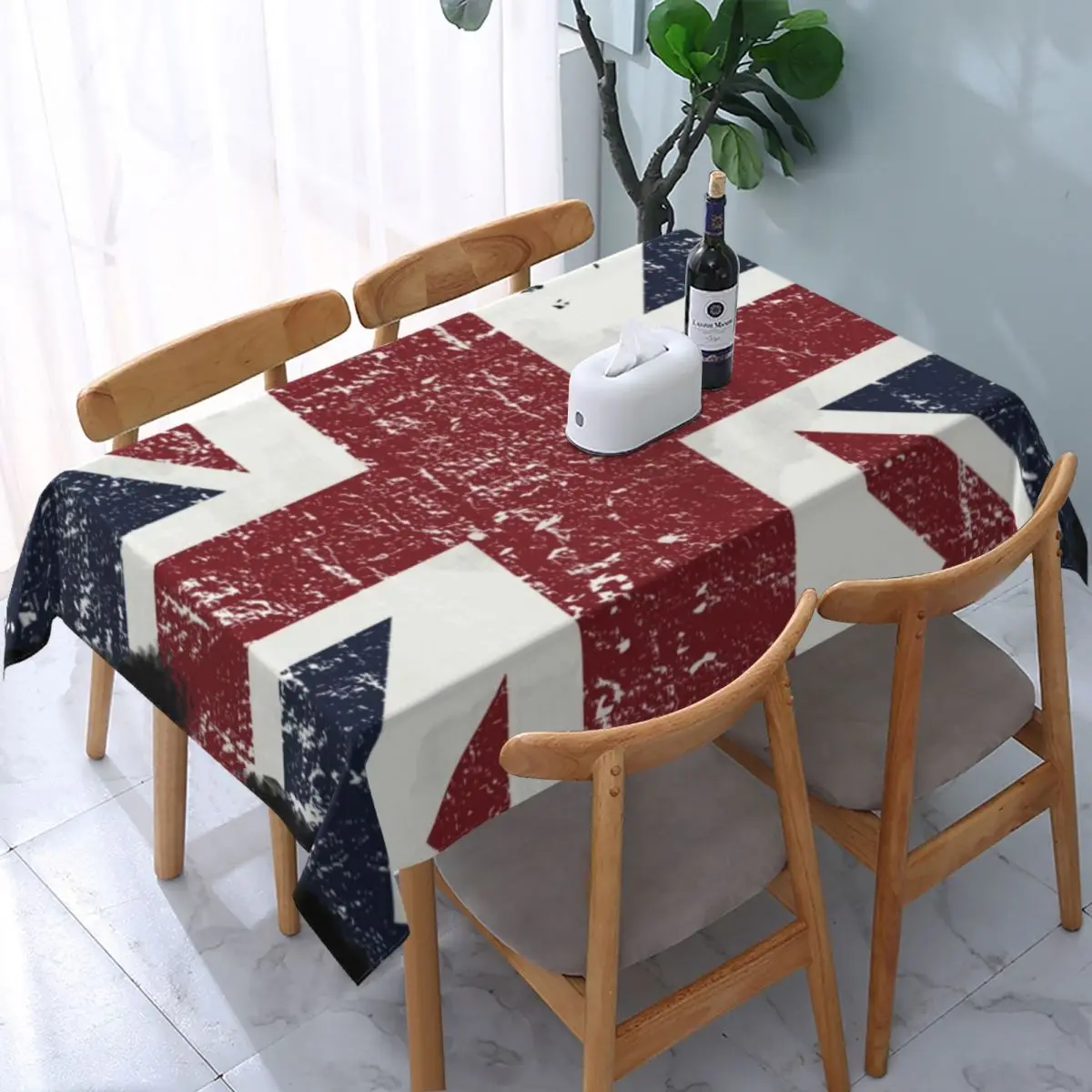 

Rectangular Waterproof British Flag Table Cover Union Jack UK United Kingdom Table Cloth Backed Edge Tablecloth for Picnic