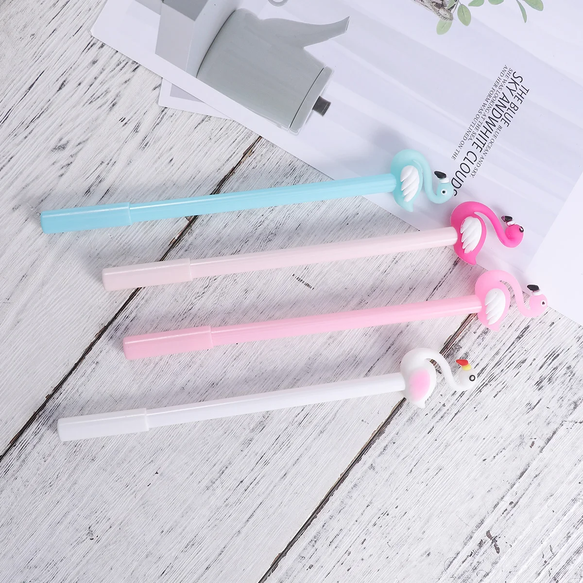 

12Pcs Flamingo Gel Pen Black Ink Smooth Writing Creative Flamingo Shape Cartoon Student School Office Supplies Novelty