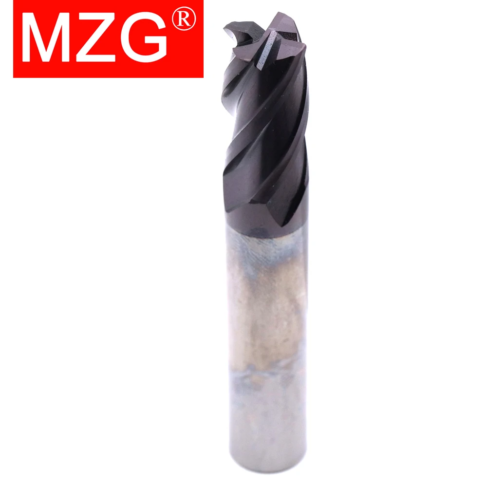 MZG 4 Flute HRC58 Corner Radius End Mill R Bullnose CNC Tungsten Carbide Steel Cutter Surface Machining Metal Router Endmills