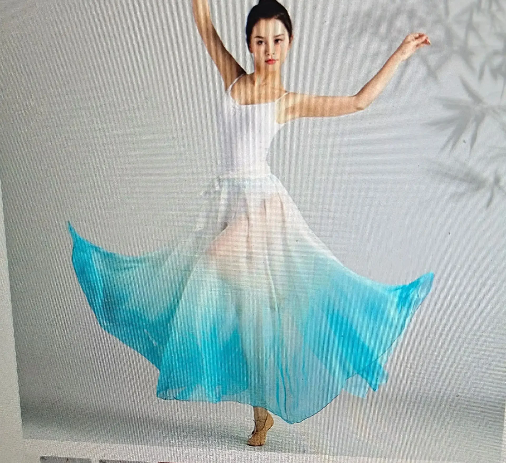 Classical dance, water sleeves, large swing skirt, training suit, chiffon gradient skirt, National Day elegant performance suit,