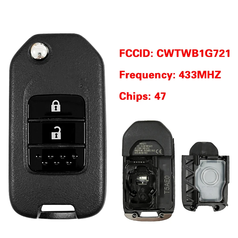 

CN003161 Original Key For H-onda CRV 2 Button Remote PCF7961X (Hitag3) ID47 Chip 434mhz Model H-onda G FCCID CWTWB1G721