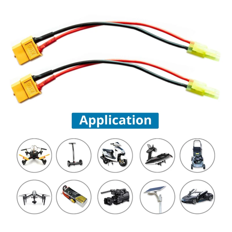 2Pcs Mini Tamiya Male Connector to XT60 Female Plug Adapter Charge Cable Lead Wire 18awg 15cm/30cm for ISDT Style Chargers