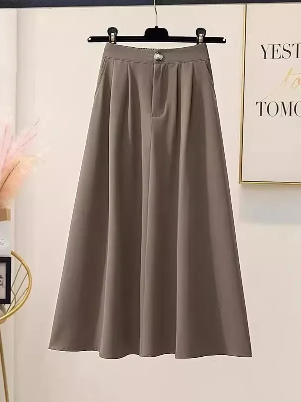 

plus Size Women's Suit A-Line Skirt Summer New Elastic Waist Umbrella Skirt High Waist Midi Skirt Flared Skirt