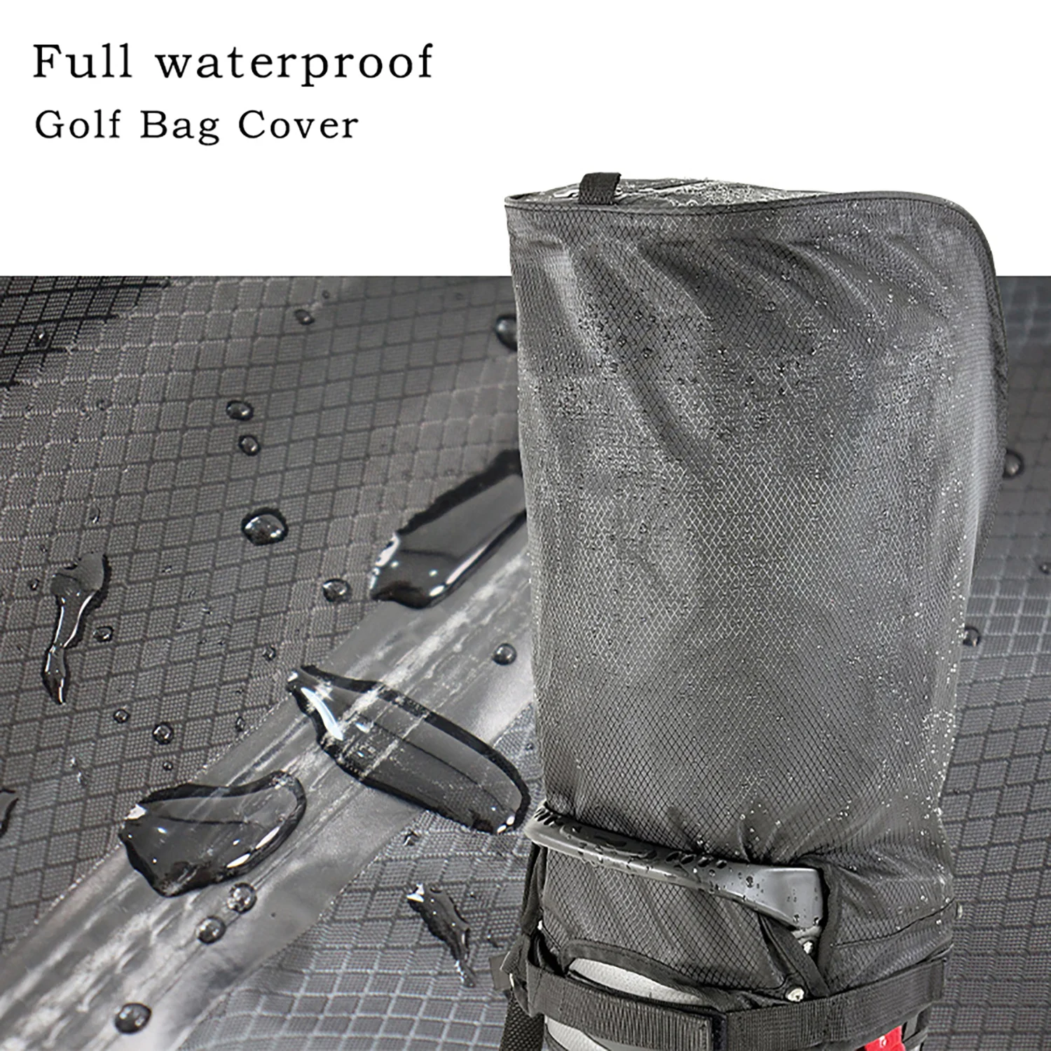 Universal Oversized Waterproof Golf Bag Hood Cover with 6 Adjustable Snaps, Fits 8.5