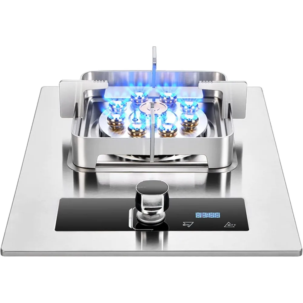 

Burner Gas Cooker gas hob Built-in Gas Hob 1 Burners 33cm Stainless Steel Cooktop，5.2KW Nine-cavity Direct-injection Fierce Fire