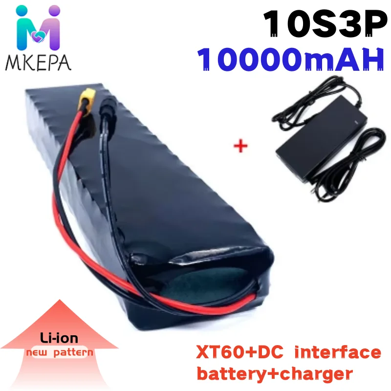 

36v 10000mAh rechargeable battery, 600w 42v 18650 battery, suitable for electric bicycle scooter 20A BMS+42V 2A charger XT60+DC