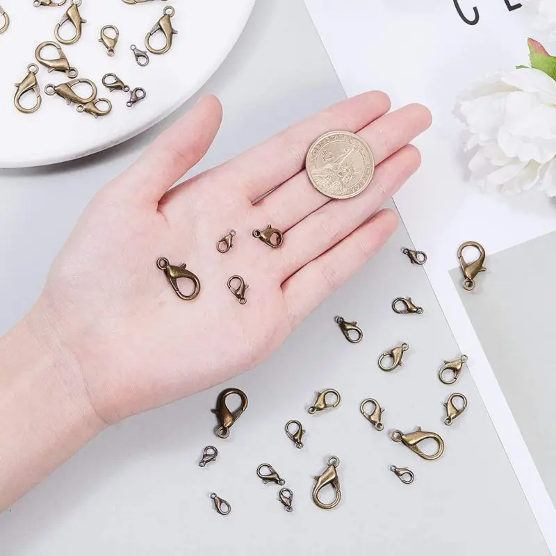 120pcs/box Zinc Alloy Lobster Claw Clasps  Antique Bronze  74x72x17mm