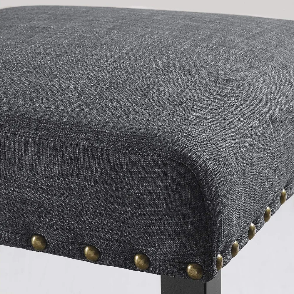 Biony taburetes de altura de mostrador de Tela Gris con adornos de Nailhead, Juego de 2