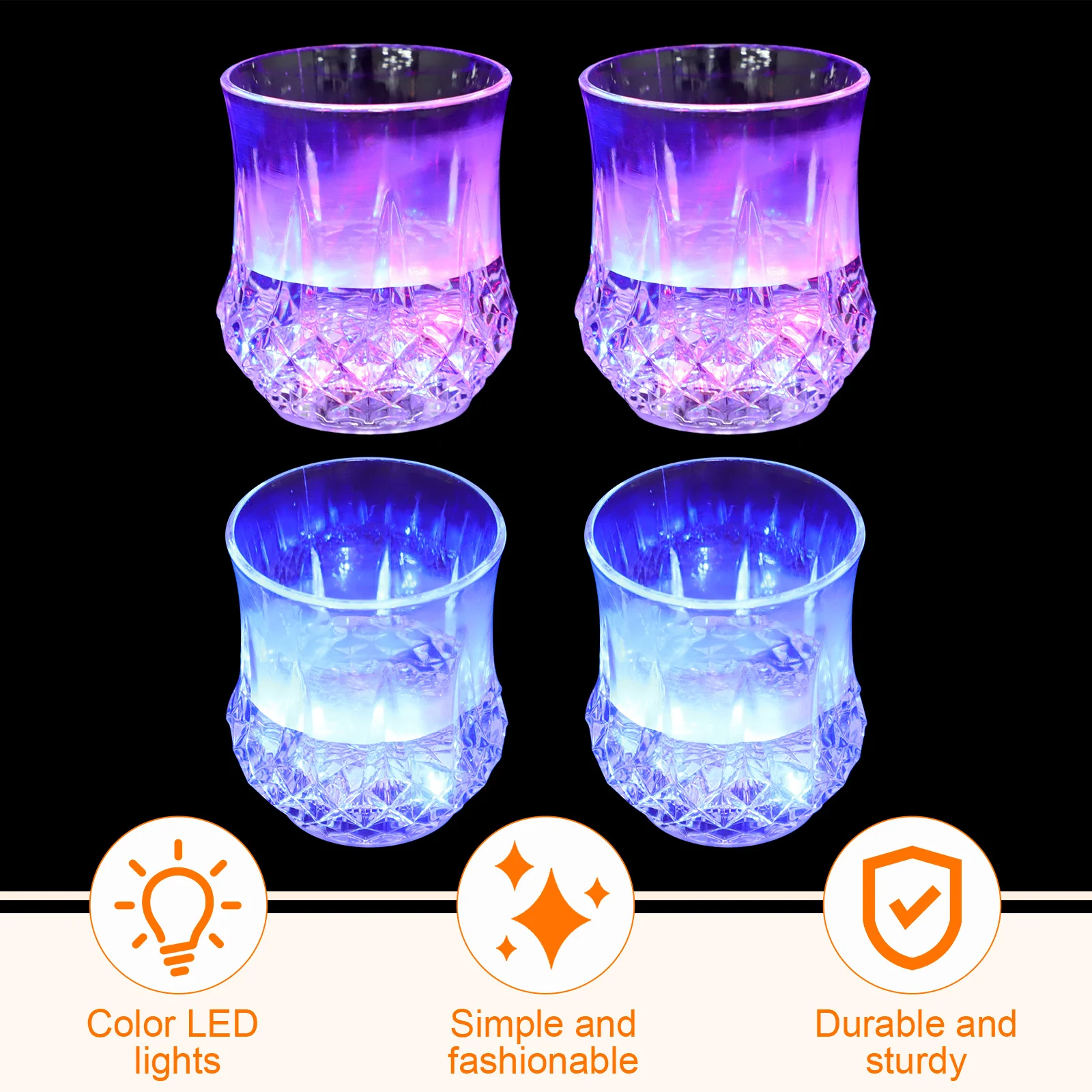 

4pcs Led Tumbler Pineapple Design Light Up Plastic Cup For Party Bar Wedding Holiday Decor Flashing Drinking Glass