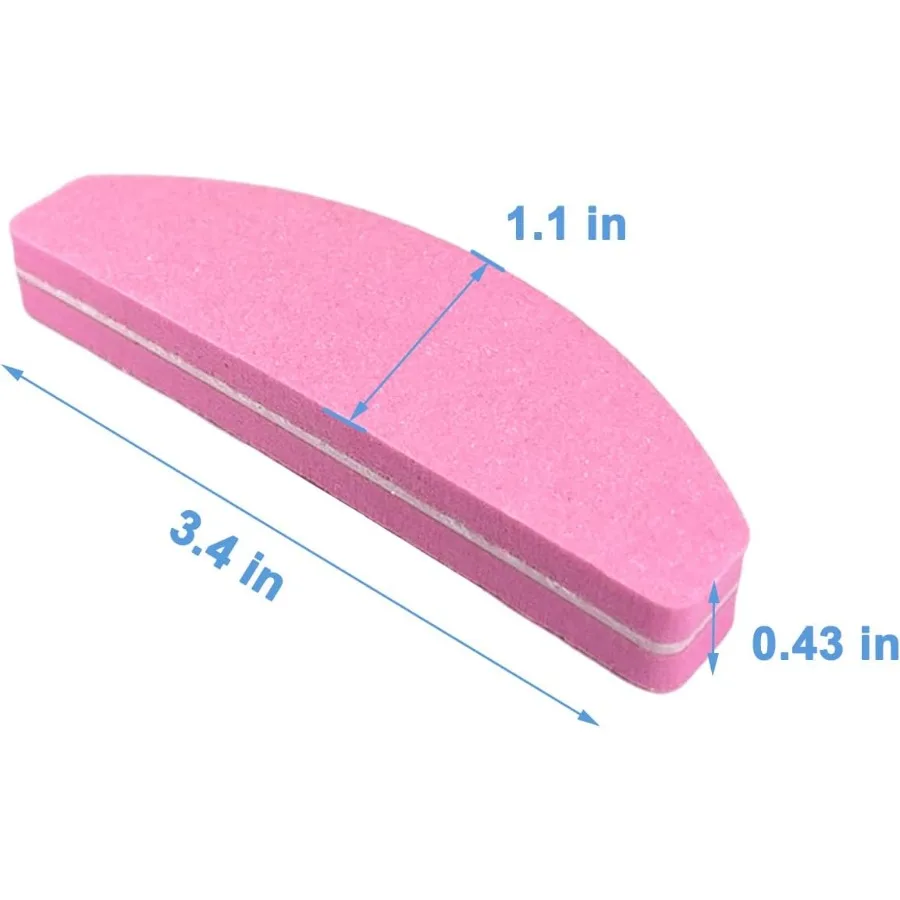 20 peças amortecedores de unhas dupla face com grão 100 180 para cuidados com as unhas portáteis laváveis em forma de arco lixar e polimento blocos ideais