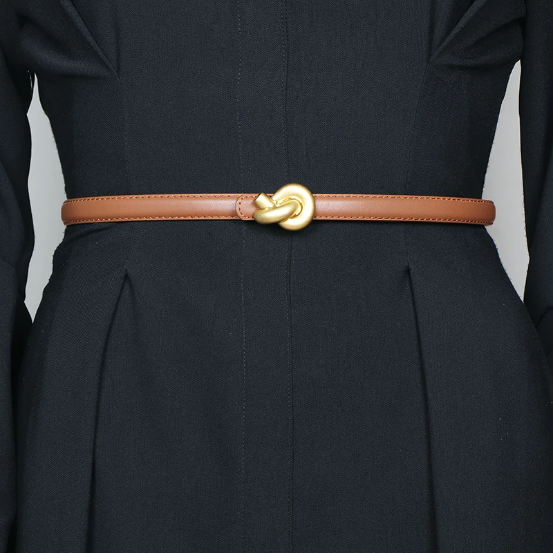 Neue Echtes Leder Frauen Mode Gürtel Hohe Qualität Metall Knoten Schnalle Bund Kummerbund Für Kleid Jeans – Detail 23