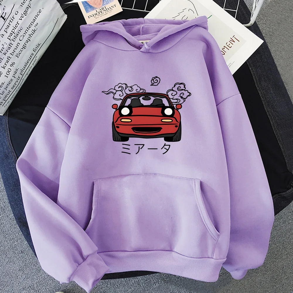 Anime początkowa D bluza z kapturem japońska motoryzacja Miata MX5 z nadrukiem bluza z kapturem damska moda Harajuku bluzy z grafiką