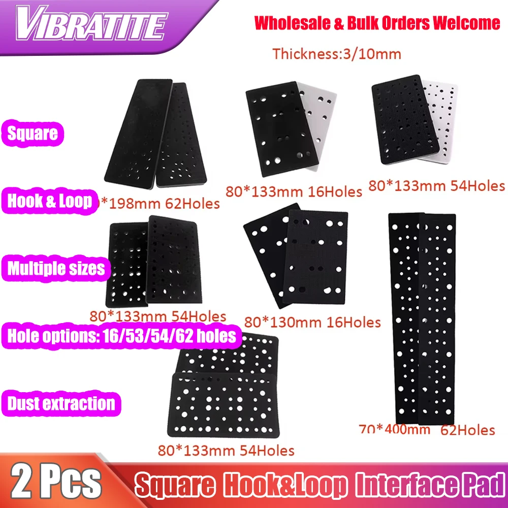 2 Pcs 70x198/400mm 80x133mm 16/53/54/62 Holes Square Interface Pad Hook&Loop for Metal Wall Metal（7 Types）