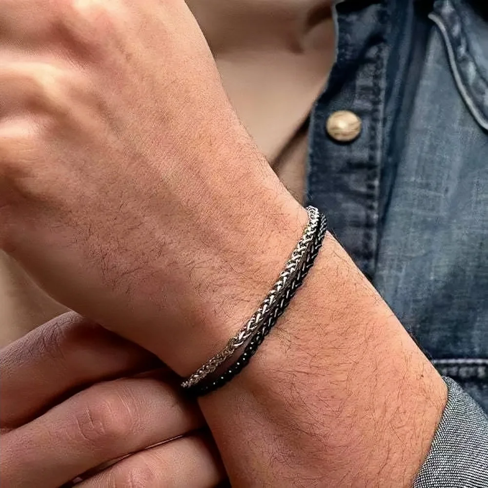 Retro Stainless Steel Men Bracelet Simple Spinal Chain Couple Bracelet Jewelry Fashion Fashion Ladies Accessories Gifts