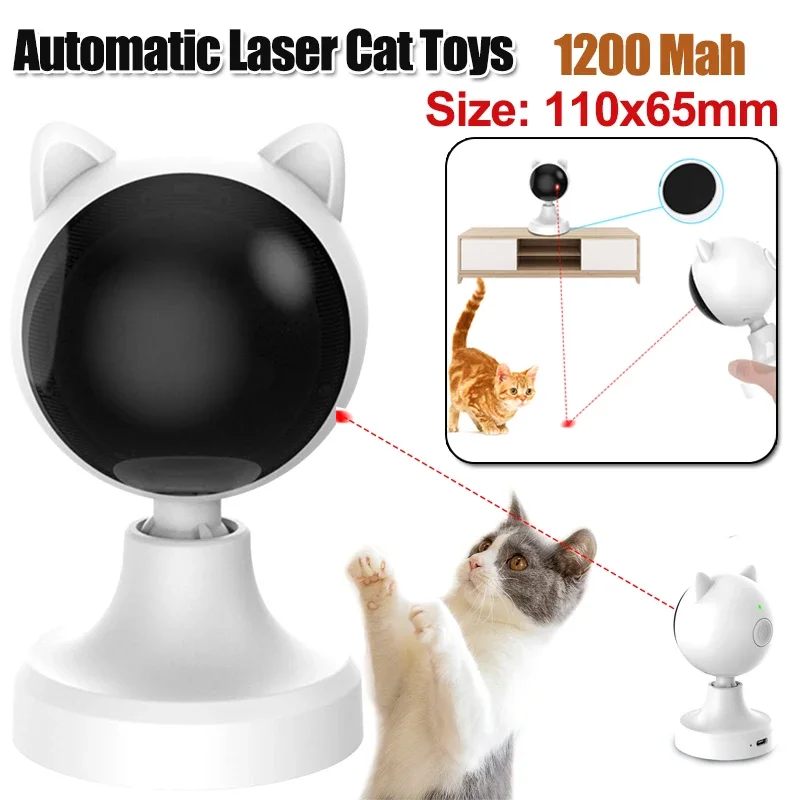 Cat Laser Toy Cat Red Dot Exercising Toys USB Rechargeable Interactive Cat Laser Toy 1200Mah Fast/Slow Mode Pet Supplies