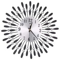 15 Inch 3D Large Wall Clock Shiny Rhinestone Sun Style Modern Living Room Decor