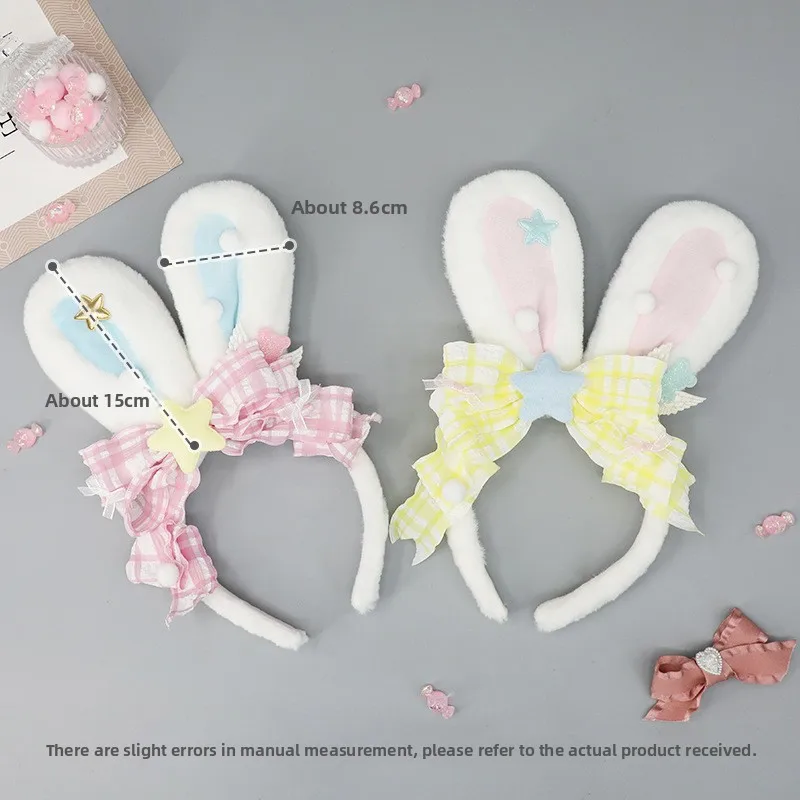 اليابانية أفخم آذان الأرنب عقال الشريط القوس لوليتا اكسسوارات رقيق الشعر هوب فتاة Kawaii تأثيري أغطية الرأس الحيوان غطاء الرأس