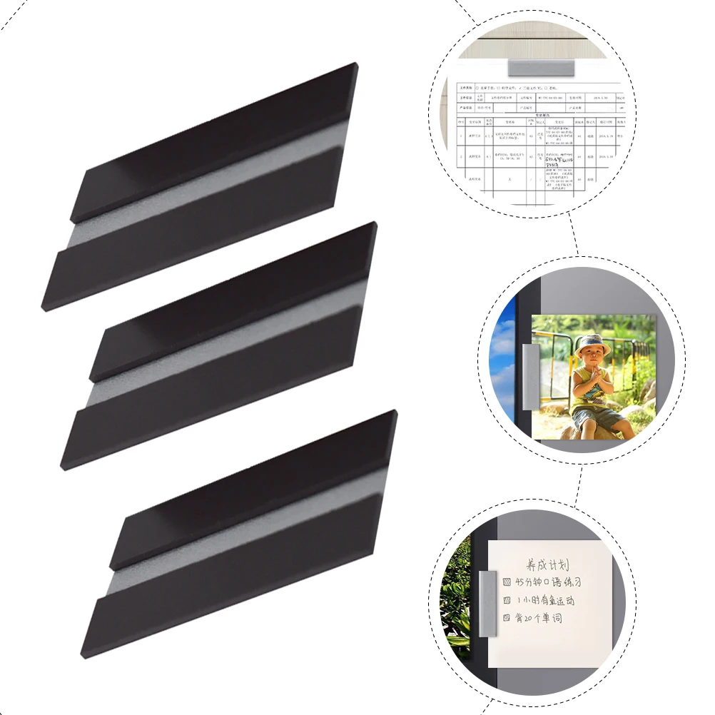 5 szt. Magnetyczne klipsy, zdejmowane plastikowe klipsy do papieru, zdjęć, uchwyt na dokumenty do lodówki, tablicy, klips do notatek i przypomnień, czarne.