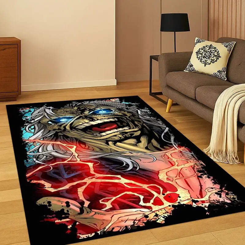 Retro I-Iron Maiden Metal Band Living Room Non-Slip Area Rug Soft Carpet for Bedroom  Playroom Sofa,Home Decor Doormat Gift