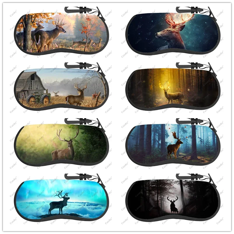 

Deer animal Glasses Case Printed Travel Zipper Sunglasses Bag Pattern Classic Men's and Women's Storage Glasses Bag