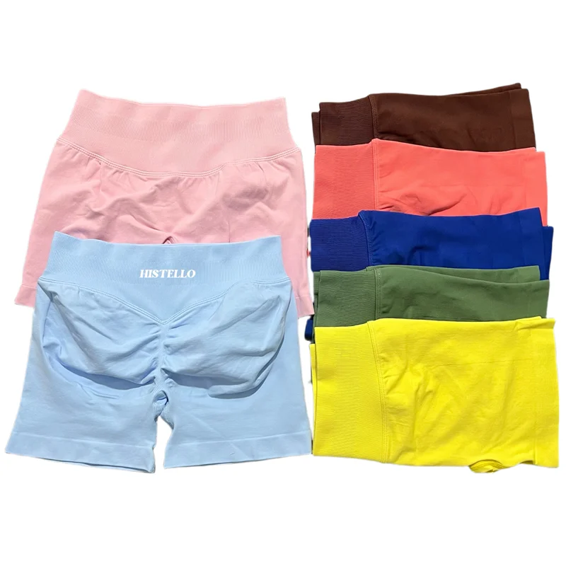 HISTELLO Sports Shorts Low Waist Seamless Scrunch Stretch Women Breathable Elastic Fitness Running Gym Yoga Workout Leggings - Image 3