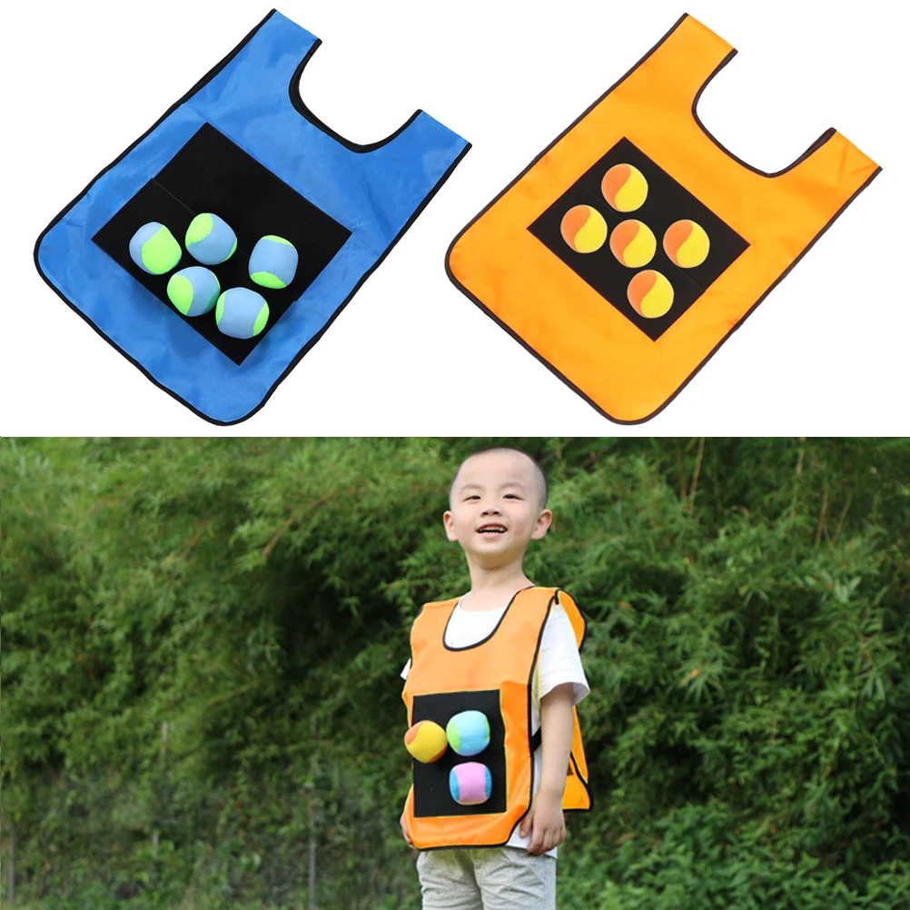 2 juegos de chaleco de pelota pegajosa, 5 pelotas hinchables, juguetes para niños al aire libre, equipo de juego deportivo, entrenamiento de coordinación para niños pequeños, práctico para padres