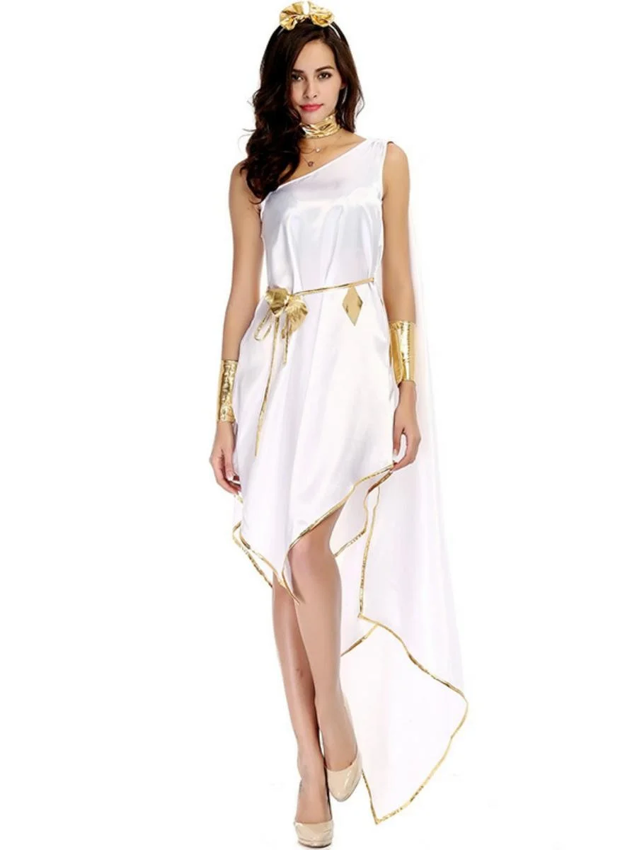 مجموعة تنورة طويلة من Loween White Godd Ele، أزياء المسرح العرقية، تصميم غير منتظم للسيدات...