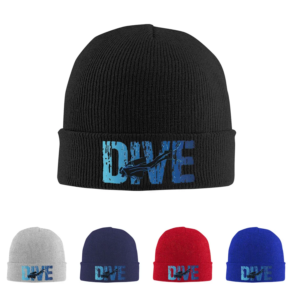 Diver underwater swimming flippers Men Women Unisex Knitted Hat Beanie Pullover Cap Winter Thermal Warm Christmas Outdoor Cyclin