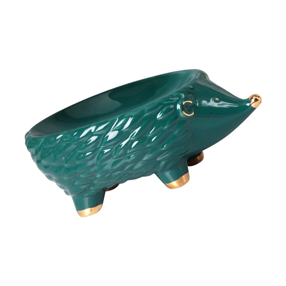 

Hedgehog Soap Holder Ceramic Green Soap Rack Bathroom Kitchen Storage Box Draining Organizer Home Ceramic Craft