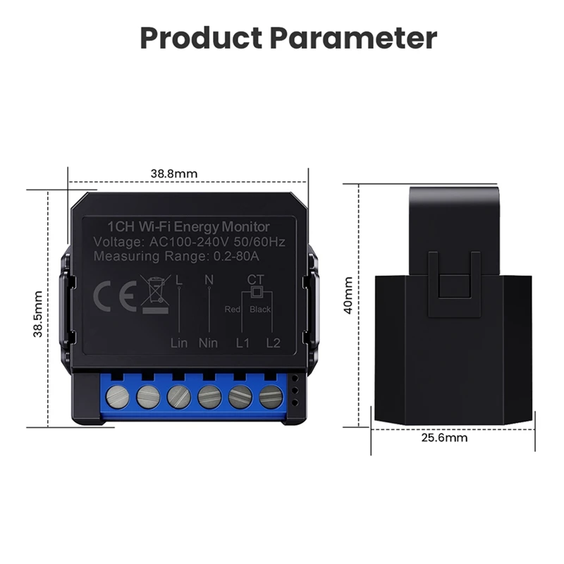 Tuya Wifi Energy Meter 80A With Current Transformer Clamp Kwh Meter Power Monitor Electricity Smart Life Remote Control