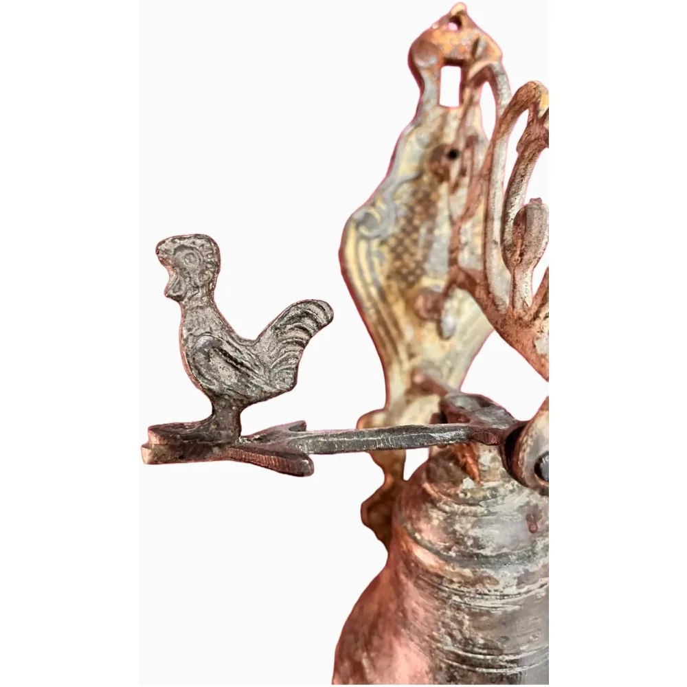 Antique Rooster Cast Iron Doorbell - Vintage Garden Gate Bell with Rooster Decorative Accent - Collectible Home Decor