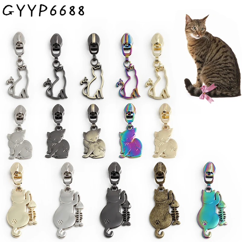 

10-50-100PCS Cat Shape 5# Nylon Zipper Slider Puller For Broken Buckle Travel Purse Garment Backpack Bag Zipper Head Accessories