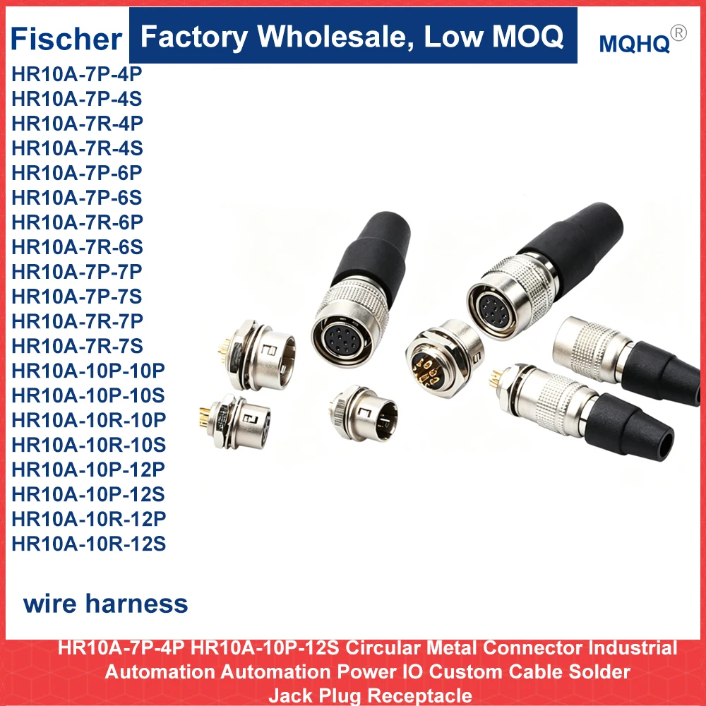 HR10A 7P 10P 7J 10J Male Female Plug Jack Solder Termination Pre-Wired Custom Length Harness for Machine Vision Automation cable