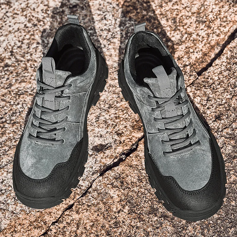 

New Autumn Breathable Casual Men Shoes Outdoor Anti Slip Wear-resistant Simple Thick Sole Shock-absorbing Hiking Shoes