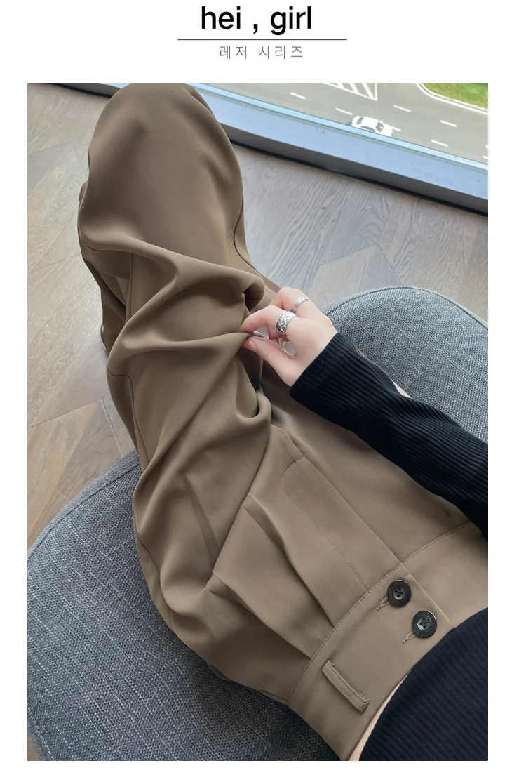 Frauen Lose Frühling Sommer 2024, Neue Hohe Taille Breite Beine Dünne Beiläufige Hosen Koreanische Mode-Trend Weiblichen Anzug Gerade Hosen – Detail 20