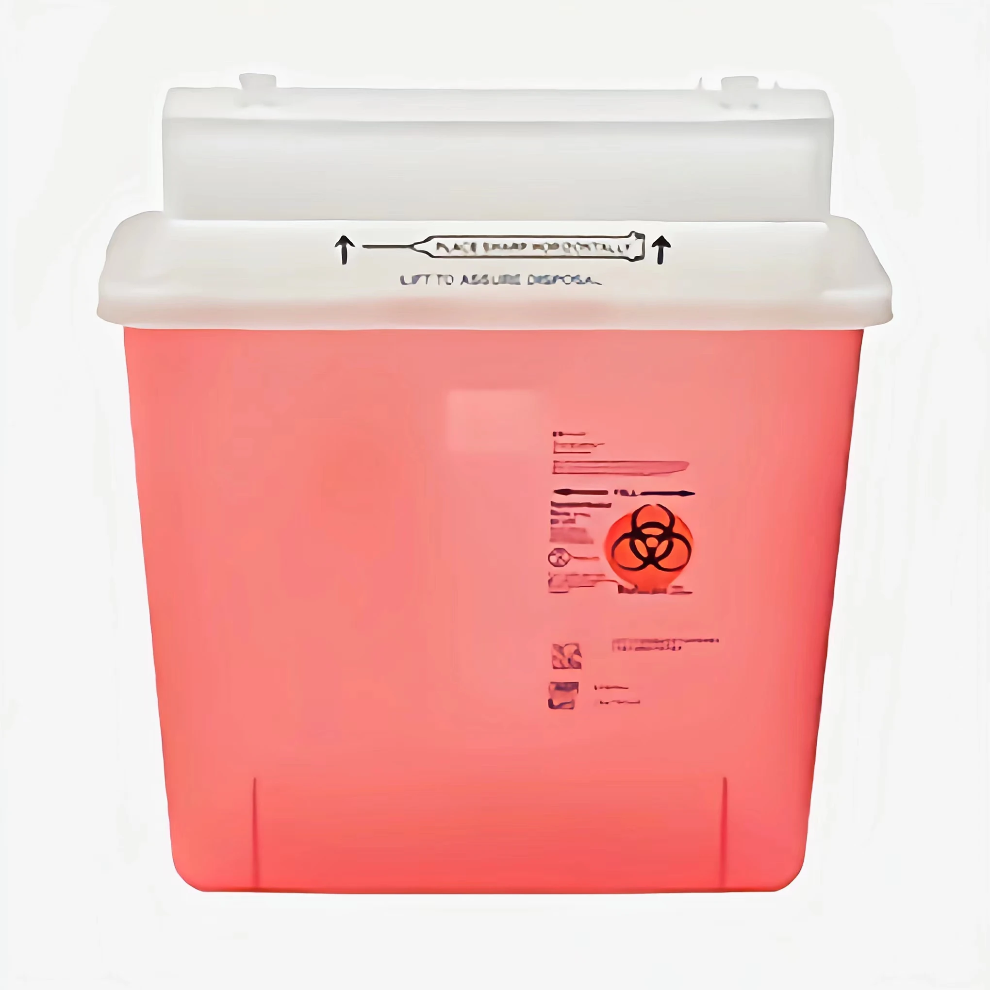 ovidien 8507SA SharpSafety Container with Counterbalance Lid, 5 quart Capacity, Transparent Red (20 Count)