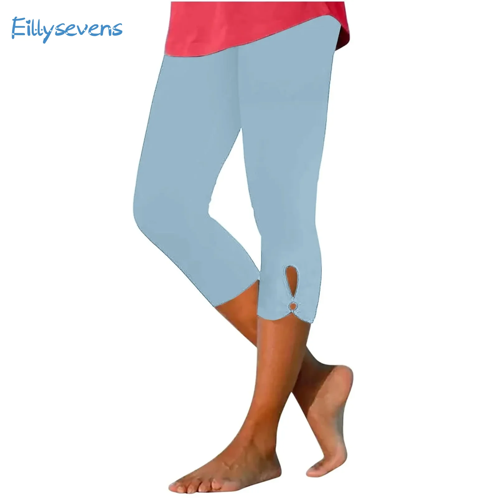 

Capris Leggings For Women Summer Elastic High Waist Pants Casual Slim Fit Solid Color Outdoor Sports Pants Fitness Yoga Capris