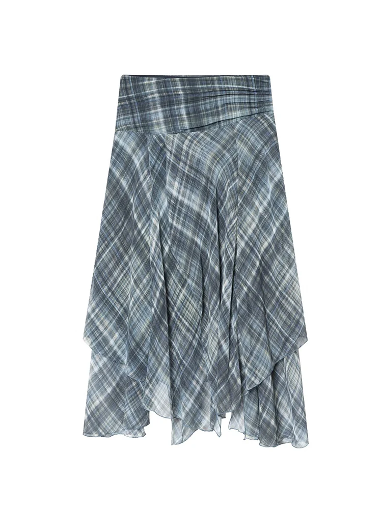 Jupes à carreaux Vintage pour femmes, mode rue, taille haute, mi-longue irrégulière, printemps été, vêtements Chic décontractés pour dames, 2026