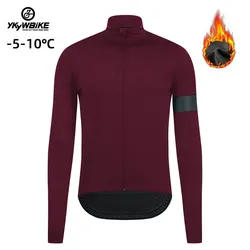 YKYW Winter -5° 10° Pro Thermal Fleece Jacket Windproof Waterproof Long Sleeve Cycling Jersey Men Sports Bicycle Clothes Ciclism