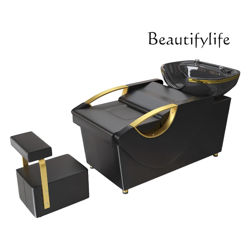 

Shampoo Chair Barber Shop Hair Salon Internet Celebrity Light Luxury Water Heater Flush Lying Half High-End Ceramic Basin