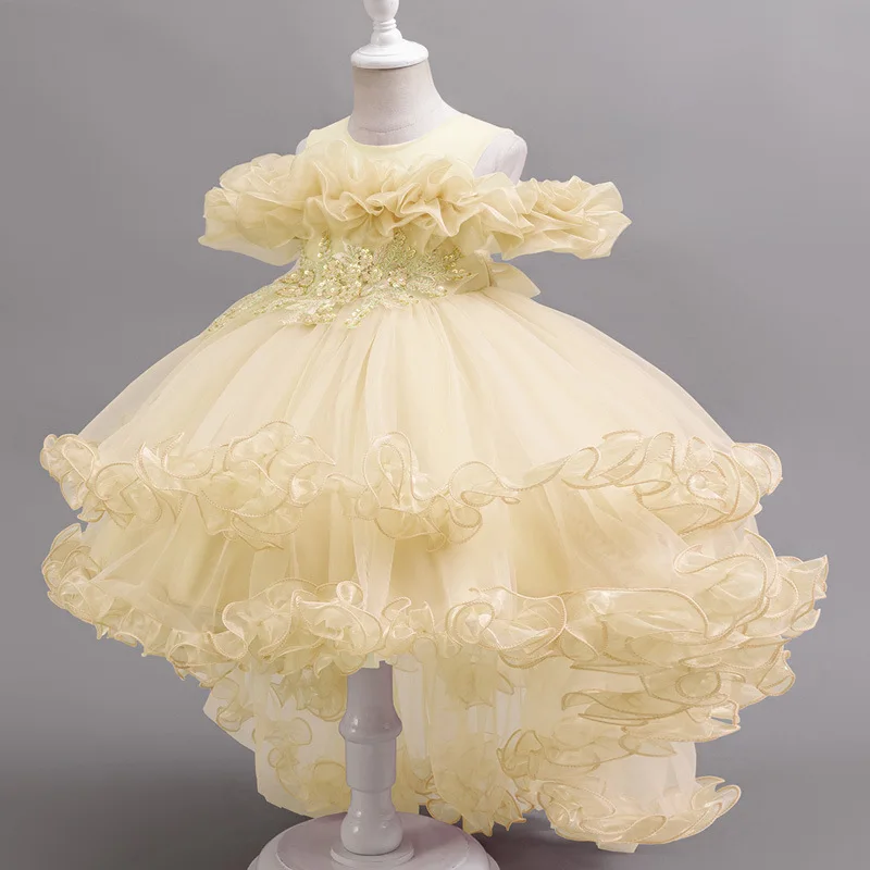 Children's trailing dress fluffy dress soft gauze princess dress girls' dress