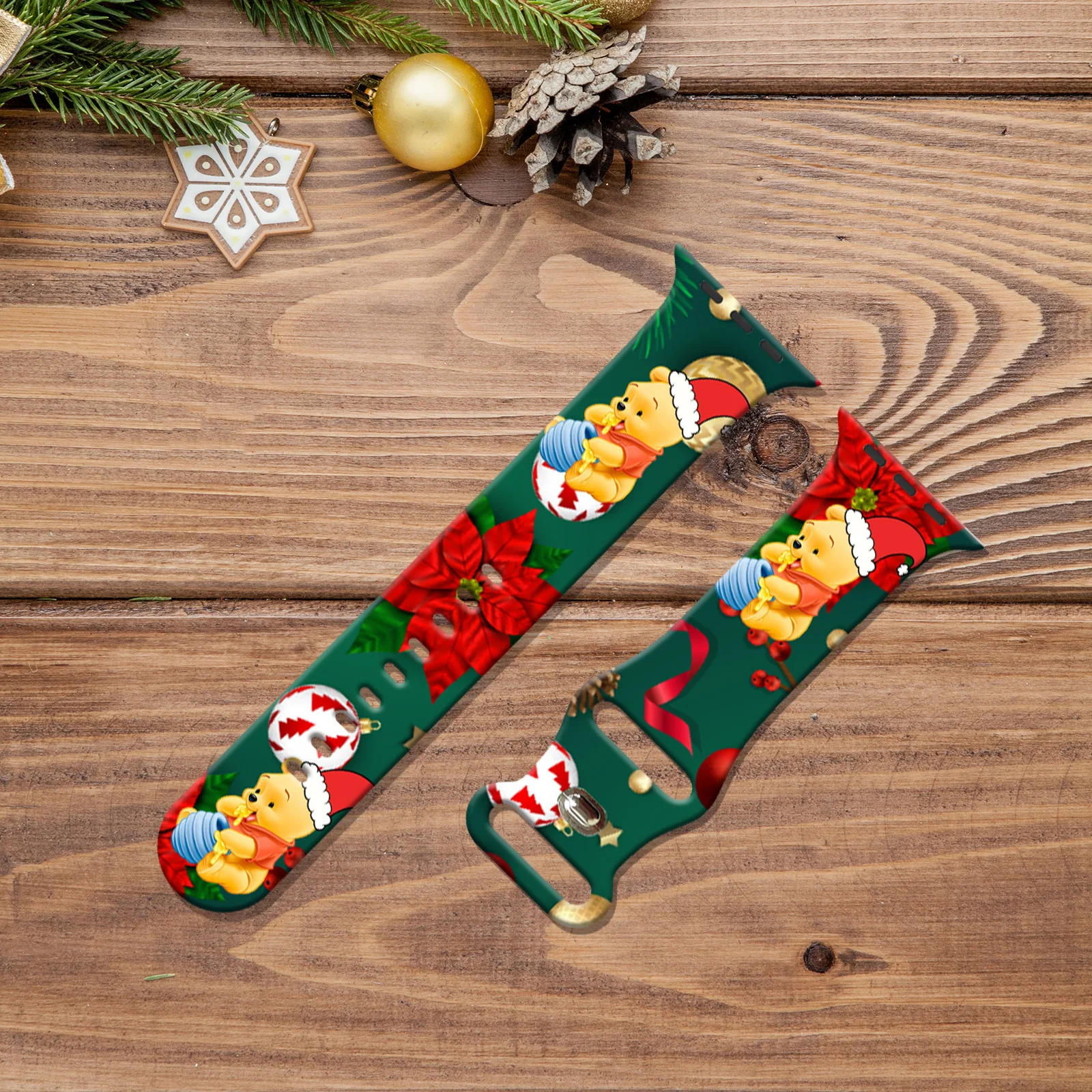 

Christmas Winnie the Pooh Strap for iWatch 11 10 9 8 Silicone Band Replaceable Bracelet for Apple Watch 46mm 42mm 38mm Watchband