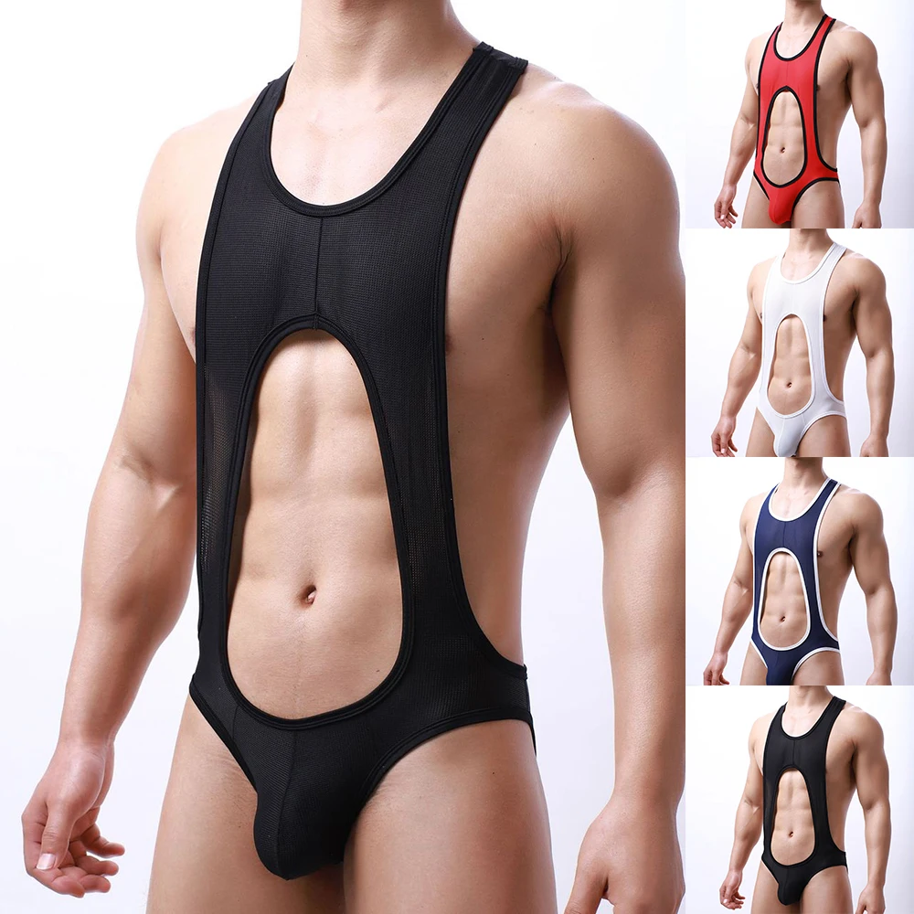 Playsuit Costume Leotard Bodice Bodysuit Breathable And Stretchy Men\'s Leotard Underwear Bodysuit In Polyamide