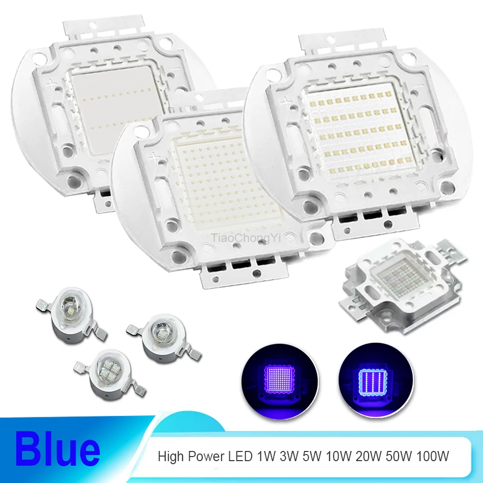 1W 3W 5W 10W 20W 30W 50W 100W LED Royal Blue 445nm 460nm Grow LED COB Chip Light Beads For DIY 10 50 100 Watt Grow Lamp