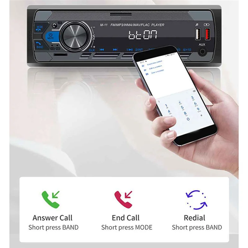 Pop-luniversal carro estéreo único ruído rádio do carro bluetooth usb aux no traço unidade principal rádio fm receptor de mídia carro mp3